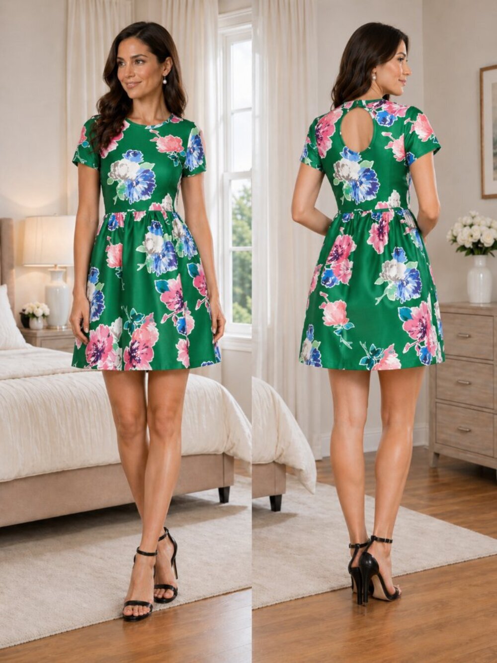 Kate Spade Green Stelli Floral Short Sleeve Dress $398
